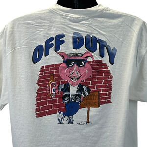 Vintage Off Duty Cop T Shirt Mens XL X-Large Police Code 3 Productions 90s White